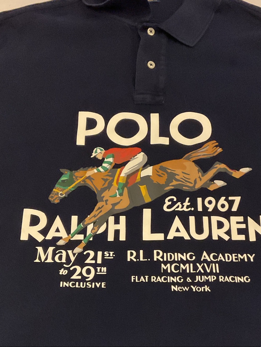 Polo by Ralph Lauren Navy Polo with Equestrian Show Graphic Men's XL
